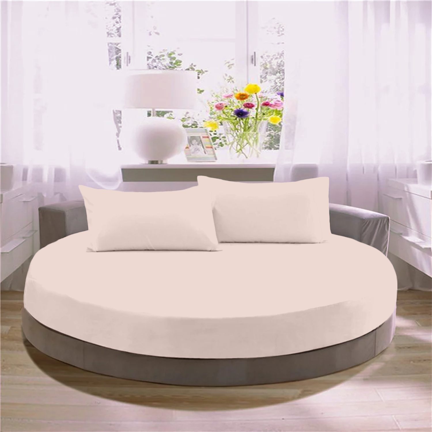 Peach Round Fitted Bed Sheets