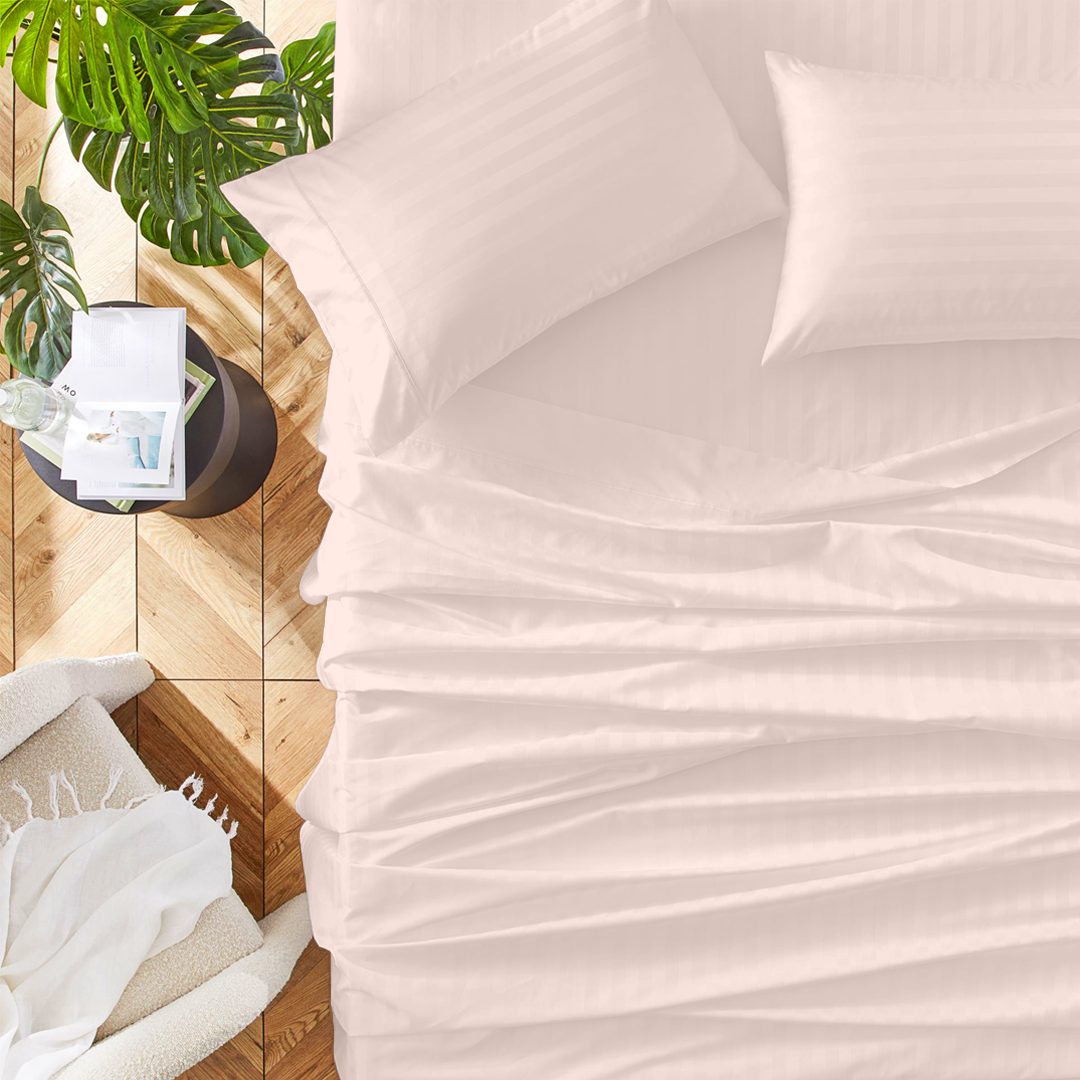 Peach Stripe Bed Sheet Sets