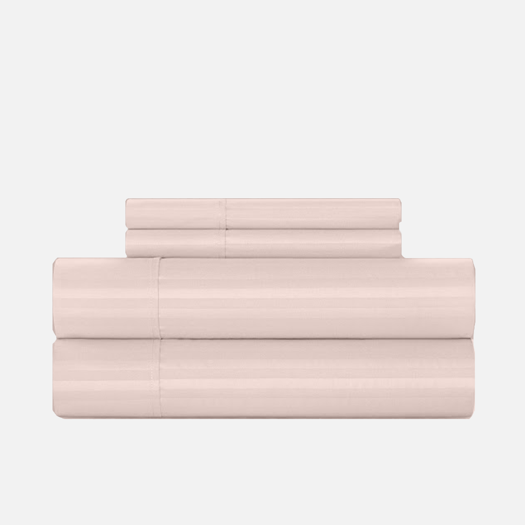 Peach Stripe Bed Sheet Sets