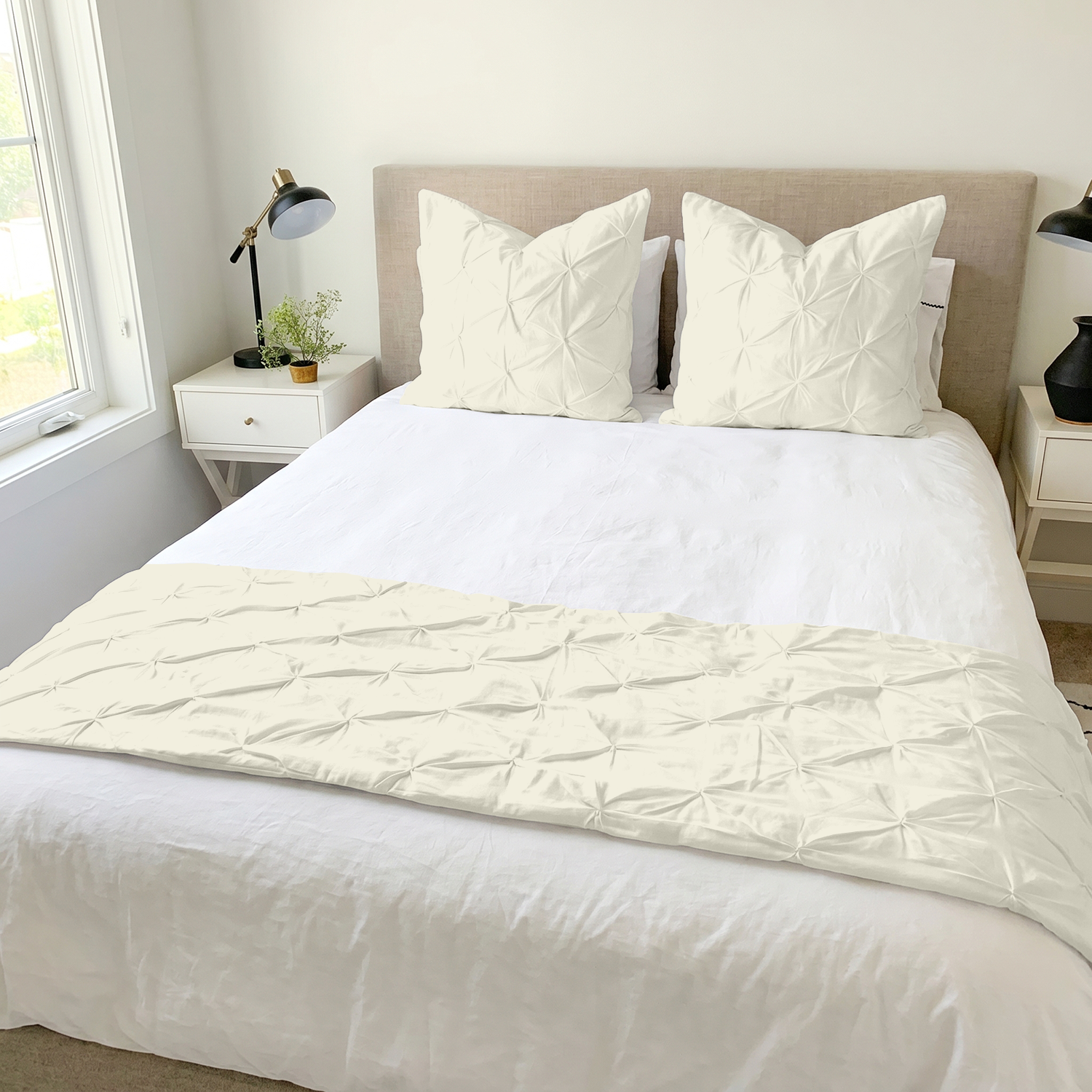Ivory Pinch Bed Runner