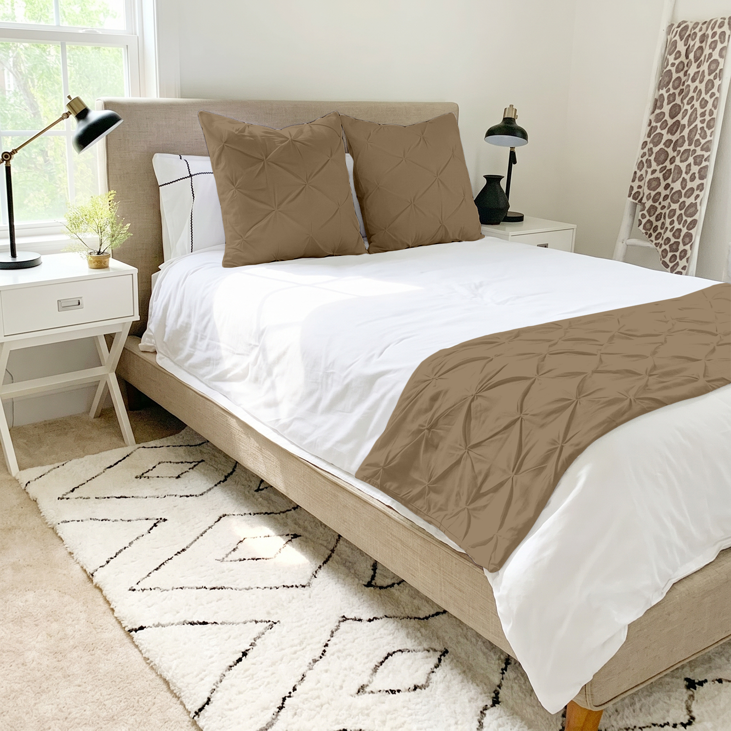 Taupe Pinch Bed Runner