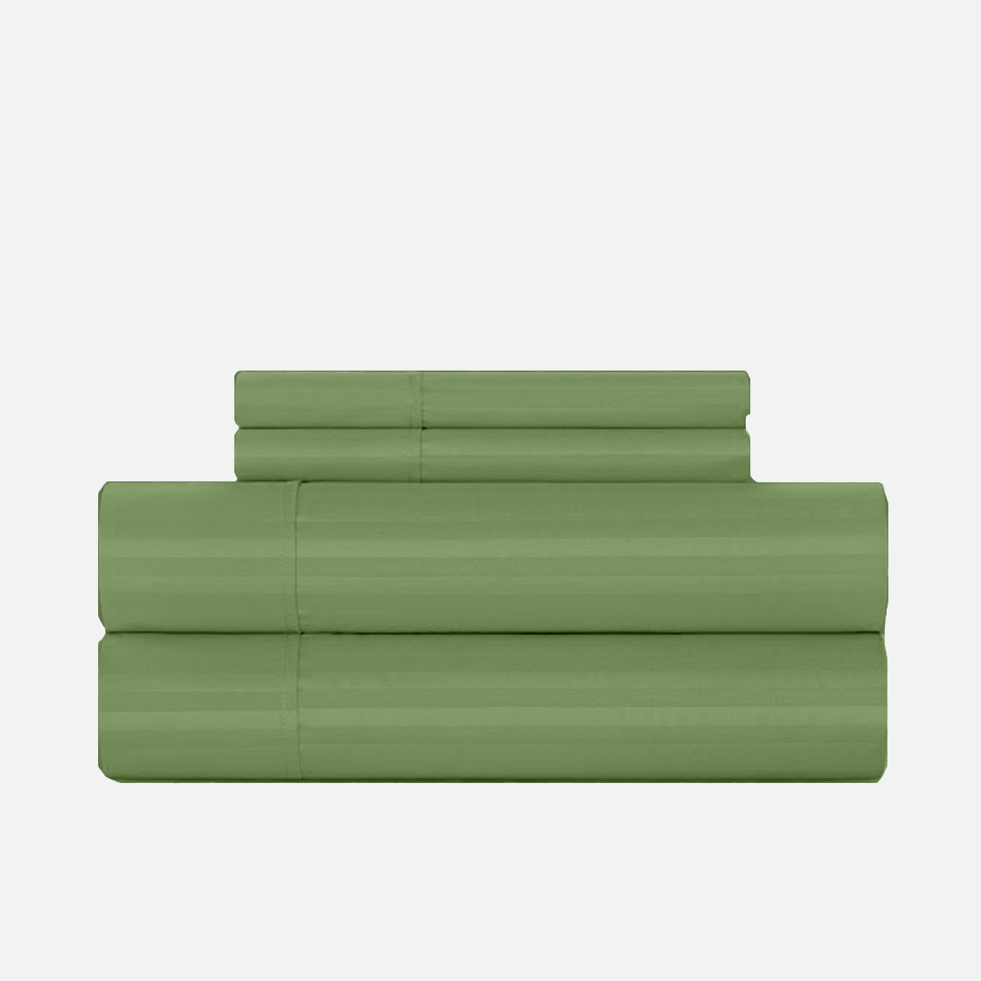 Sage Green Stripe Bed Sheet Set
