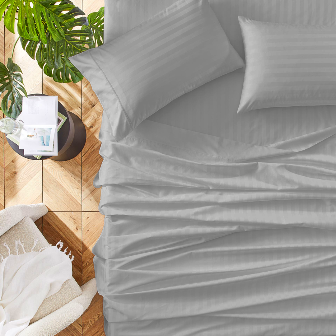Light Grey Stripe Bed Sheet Sets