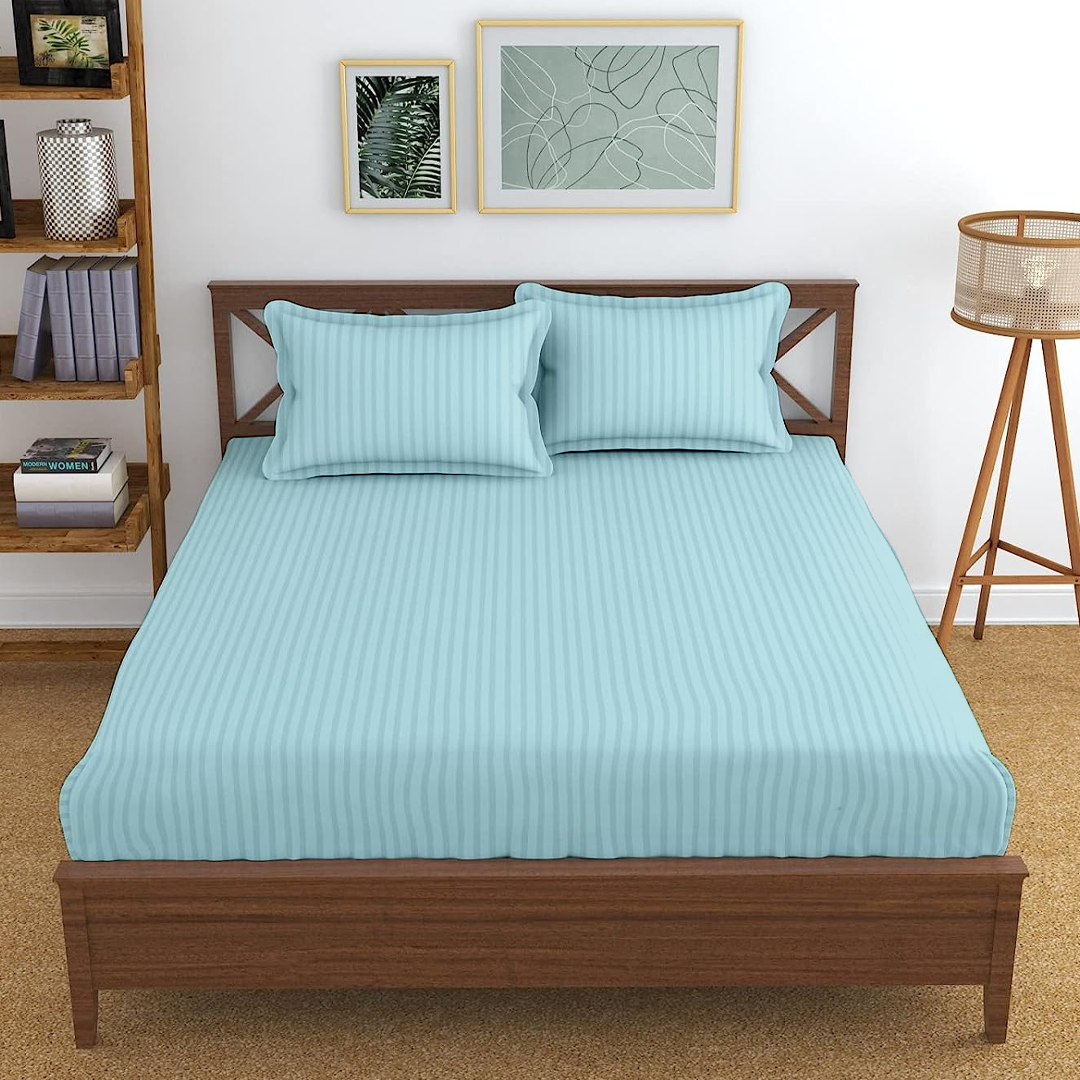 Light Blue Stripe Fitted Bedsheet