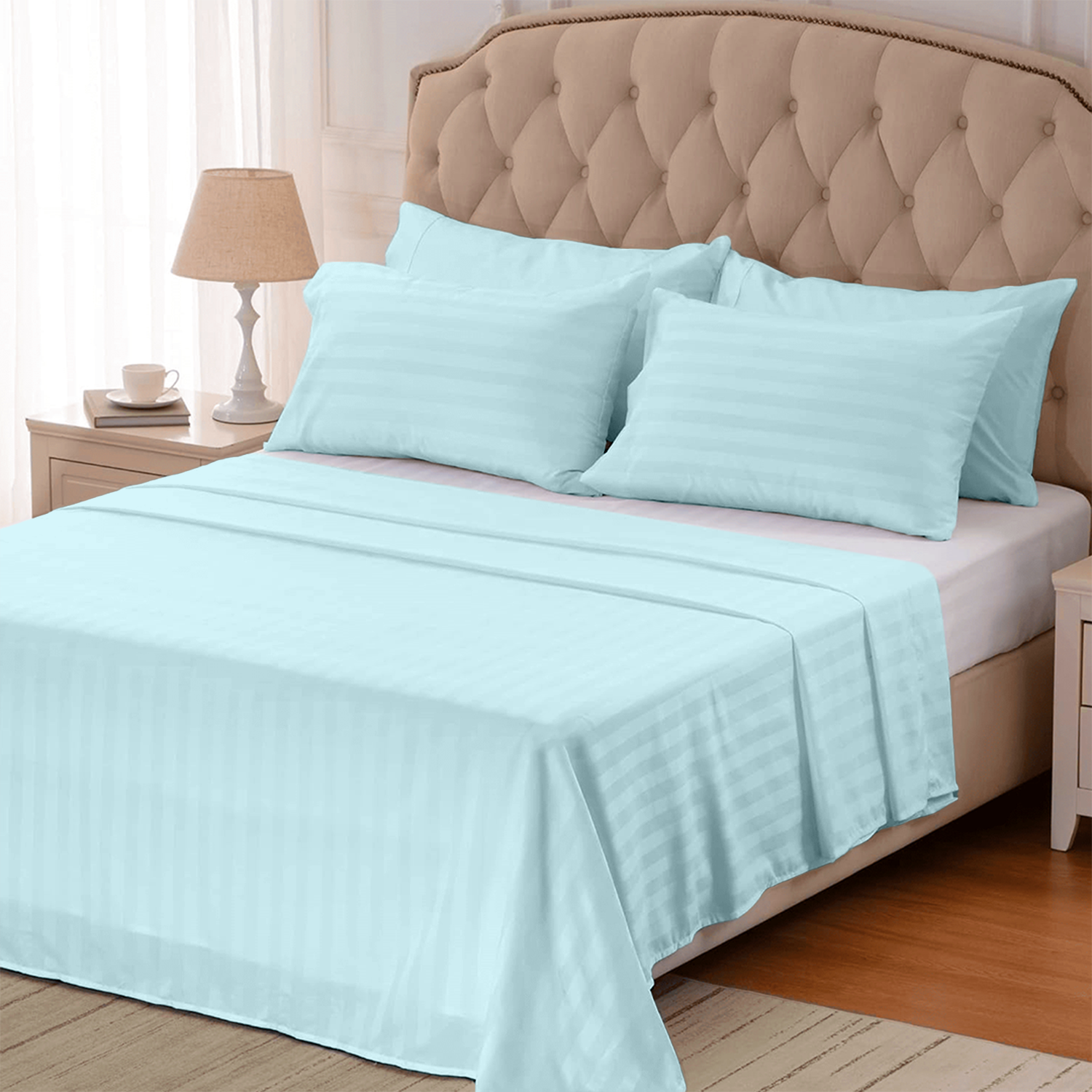 Light Blue Stripe Bed Sheets