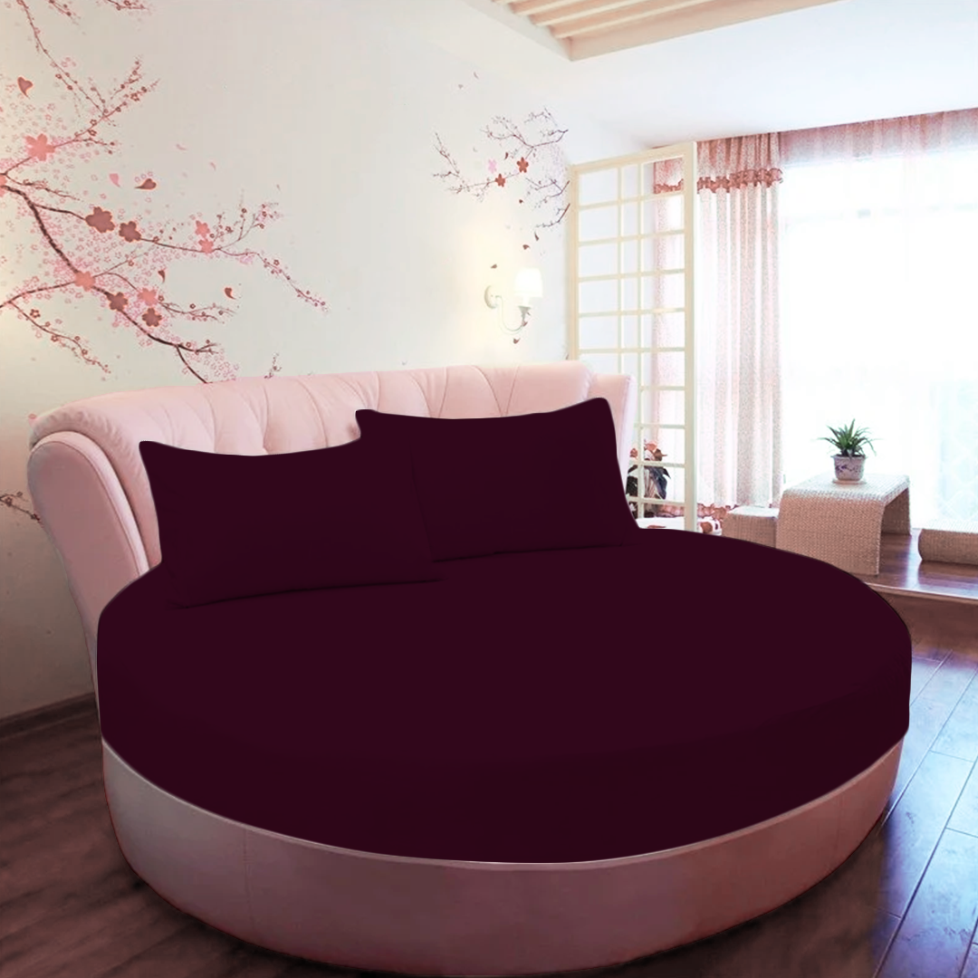 Wine Round Fitted Bed Sheets