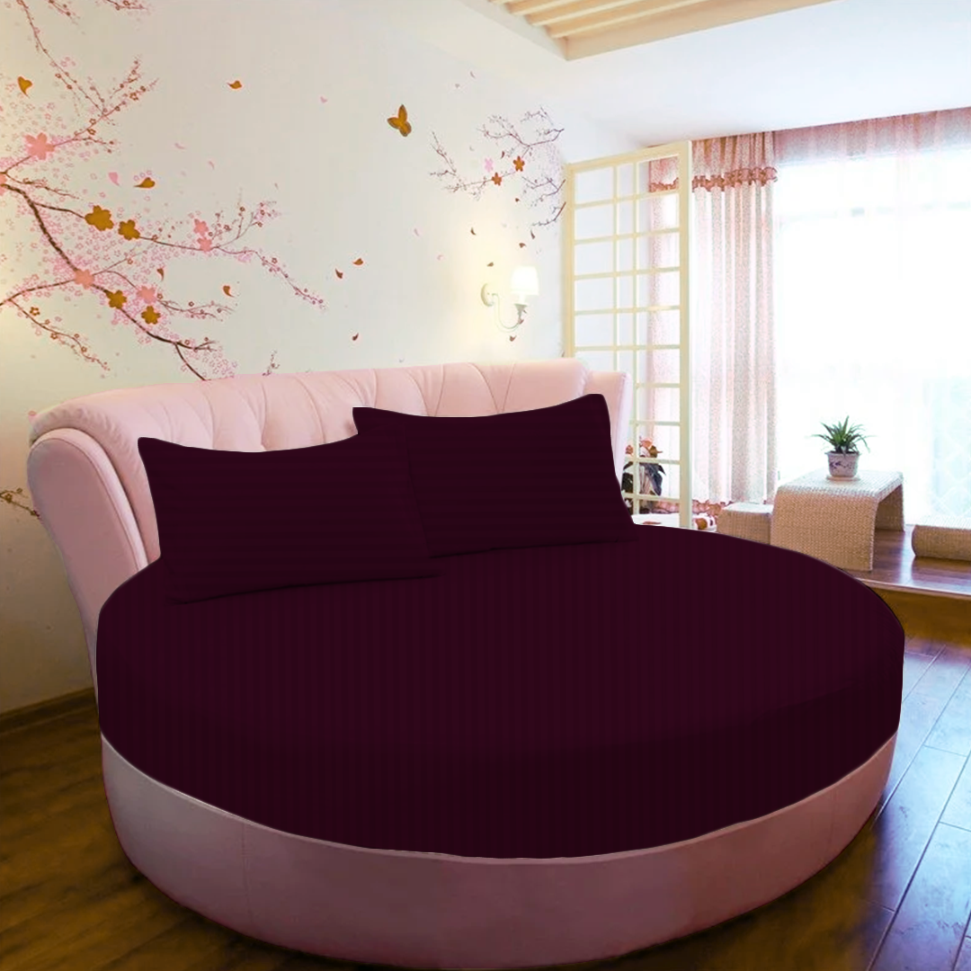 Wine Stripe Round Fitted Bed Sheets