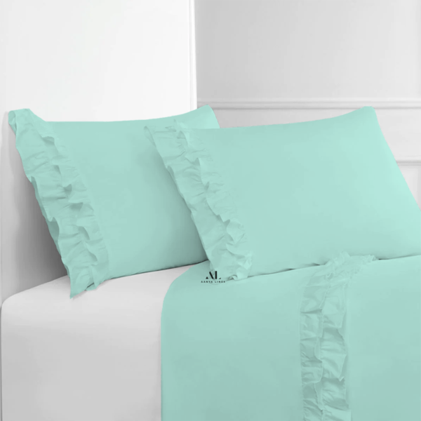 Aqua Blue Ruffle Bed Sheets