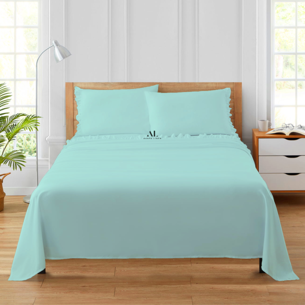 Aqua Blue Ruffle Bed Sheets