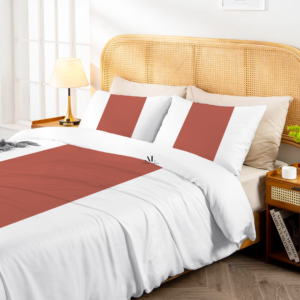 Brick Red Contrast Color Bar Duvet Covers
