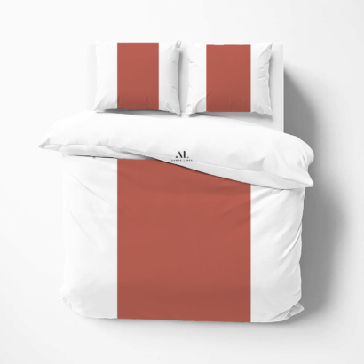 Brick Red Contrast Color Bar Duvet Covers