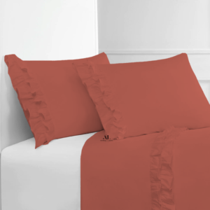 Brick Red Ruffle Bed Sheets