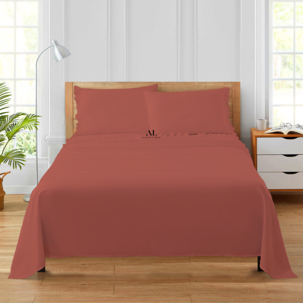 Brick Red Ruffle Bed Sheets