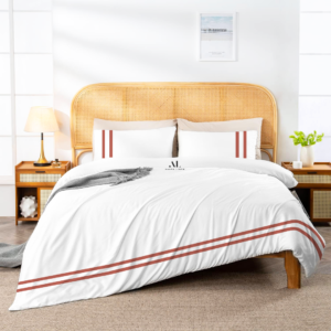 Brick Red Two Line Duvet Cover