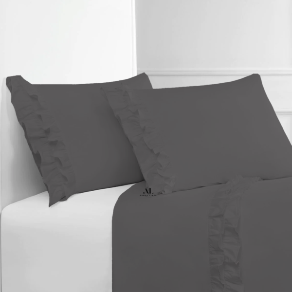 Dark Grey Ruffle Bed Sheets