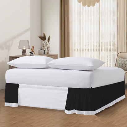Black and White Dual Tone Wrap Around Bed Skirts