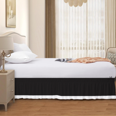 Black and White Dual Tone Wrap Around Bed Skirts