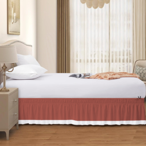 Brick Red and White Dual Tone Wrap Around Bed Skirts