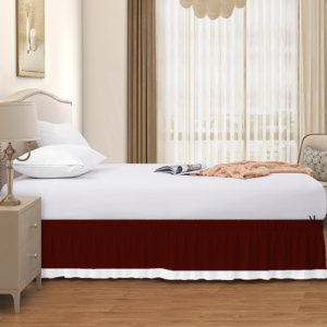 Burgundy and White Dual Tone Wrap Around Bed Skirts