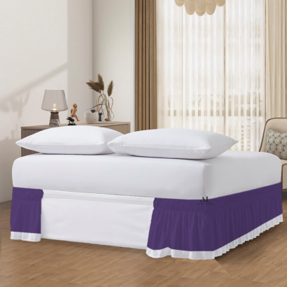 Purple and White Dual Tone Wrap Around Bed Skirts