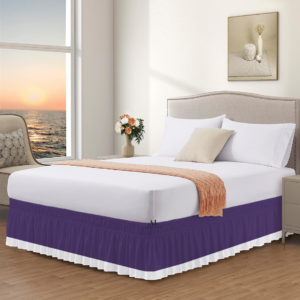 Purple and White Dual Tone Wrap Around Bed Skirts