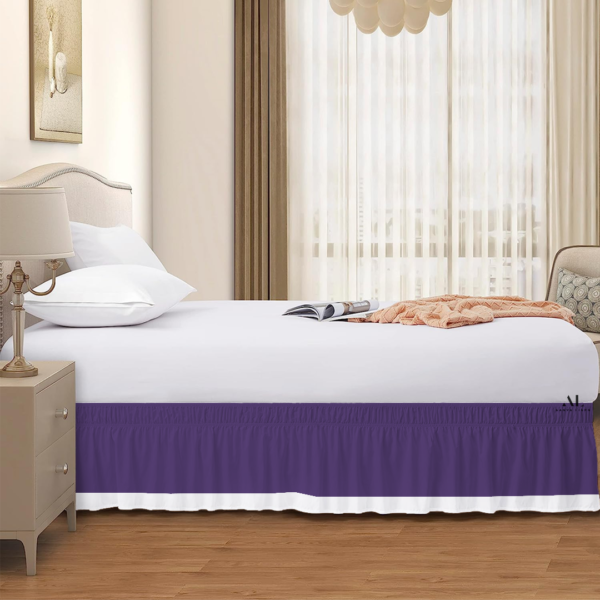 Purple and White Dual Tone Wrap Around Bed Skirts