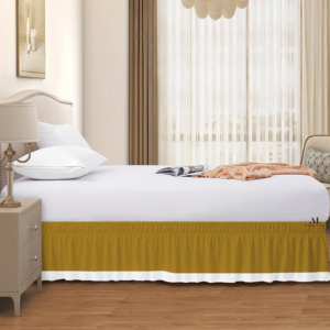 Gold and White Dual Tone Wrap Around Bed Skirts