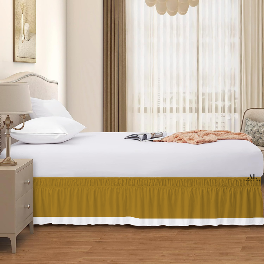 Gold and White Dual Tone Wrap Around Bed Skirts Aanya Linen