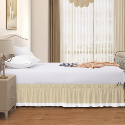 Ivory and White Dual Tone Wrap Around Bed Skirts