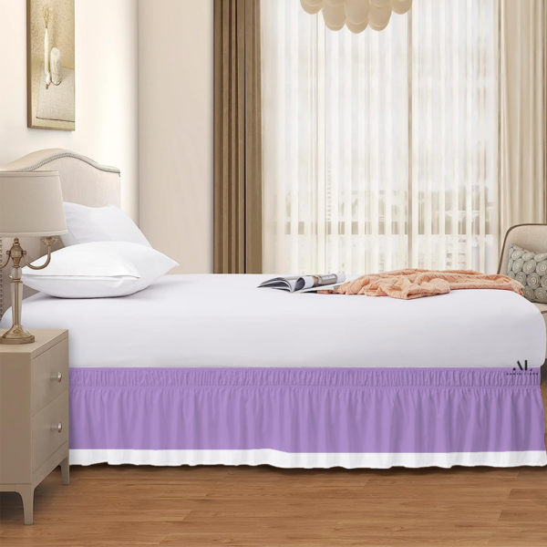 Lilac and White Dual Tone Wrap Around Bed Skirts