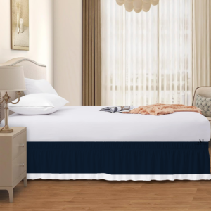 Navy Blue and White Dual Tone Wrap Around Bed Skirts