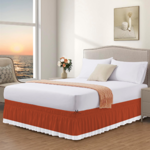 Orange and White Dual Tone Wrap Around Bed Skirts