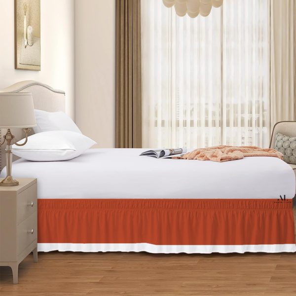 Orange and White Dual Tone Wrap Around Bed Skirts