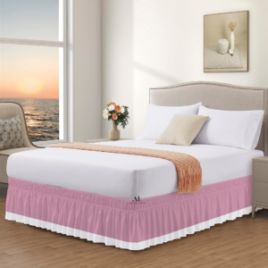 Pink and White Dual Tone Wrap Around Bed Skirts