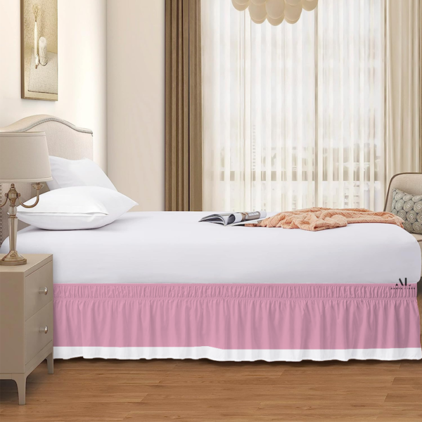Pink and White Dual Tone Wrap Around Bed Skirts