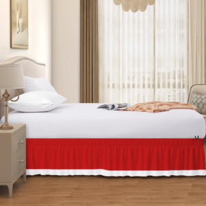 Red and White Dual Tone Wrap Around Bed Skirts