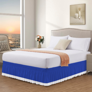 Royal Blue and White Dual Tone Wrap Around Bed Skirts