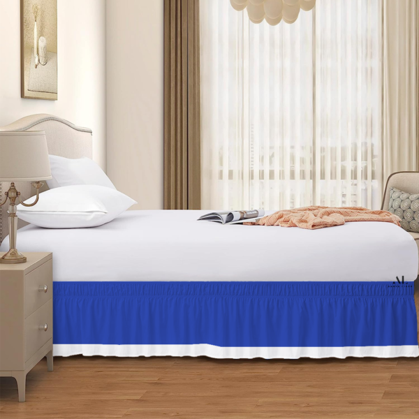 Royal Blue and White Dual Tone Wrap Around Bed Skirts