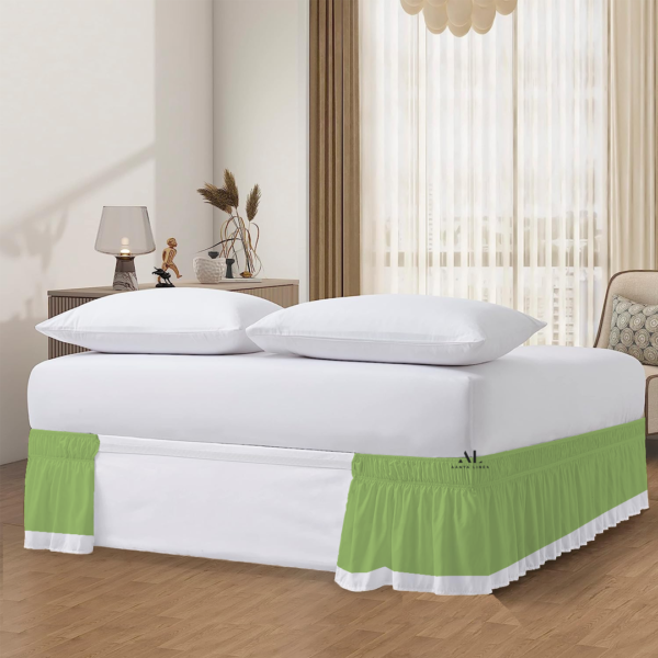 Sage Green and White Dual Tone Wrap Around Bed Skirts