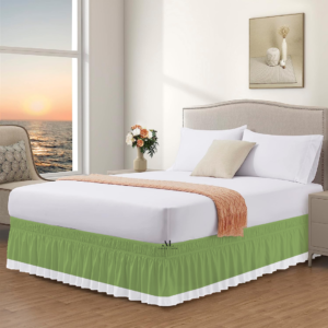 Sage Green and White Dual Tone Wrap Around Bed Skirts