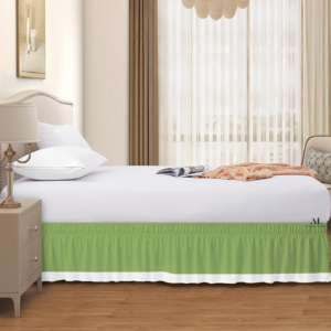 Sage Green and White Dual Tone Wrap Around Bed Skirts