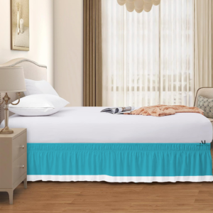 Turquoise and White Dual Tone Wrap Around Bed Skirts