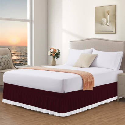 Wine and White Dual Tone Wrap Around Bed Skirts