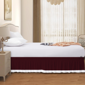 Wine and White Dual Tone Wrap Around Bed Skirts