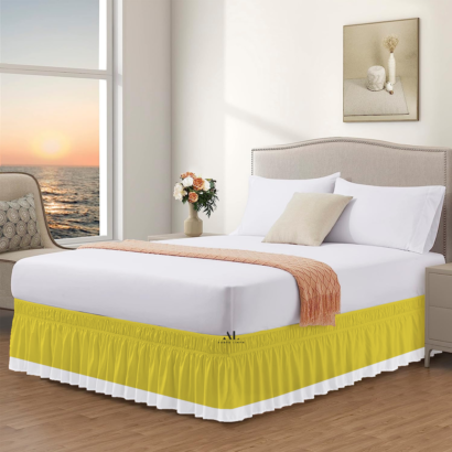 Yellow and White Dual Tone Wrap Around Bed Skirts