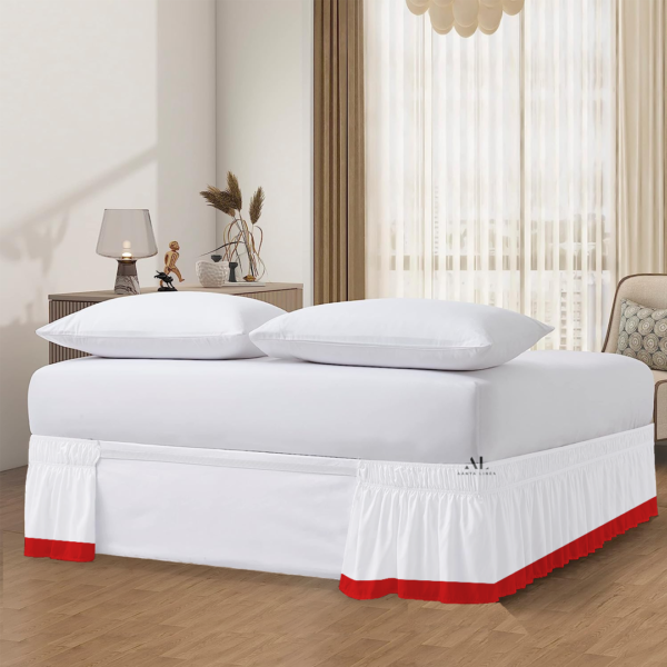 Red Dual Tone Wrap Around Bed Skirts