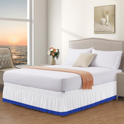 Royal Blue Dual Tone Wrap Around Bed Skirts