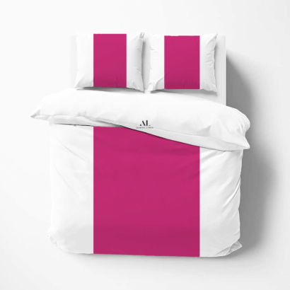 Hot Pink Contrast Color Bar Duvet Covers