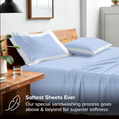 Light Blue and White Dual Tone Bed Sheet Sets