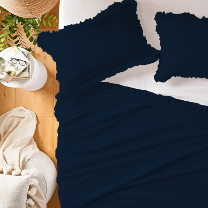 Navy Blue Ruffle Bed Sheets